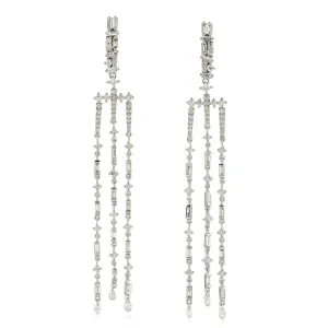 Natural Diamond Chandelier Earrings 18k White Gold Jewelry