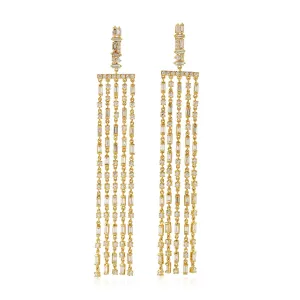 Natural Tapered Round Diamond Tassel Chandelier Wedding Made In 18K Yellow Gold