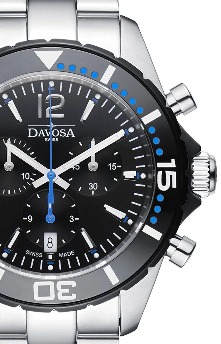 Nautic Star Quartz Chronograph 100m Black Blue Diving Watch 16347345