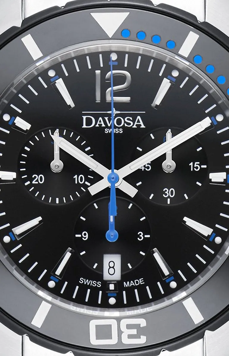 Nautic Star Quartz Chronograph 100m Black Blue Diving Watch 16347345