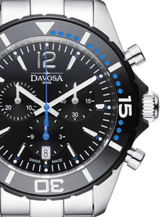 Nautic Star Quartz Chronograph 100m Black Blue Diving Watch 16347345