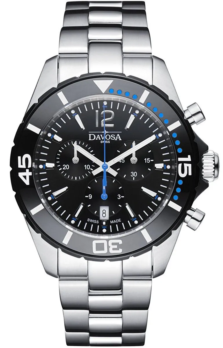 Nautic Star Quartz Chronograph 100m Black Blue Diving Watch 16347345