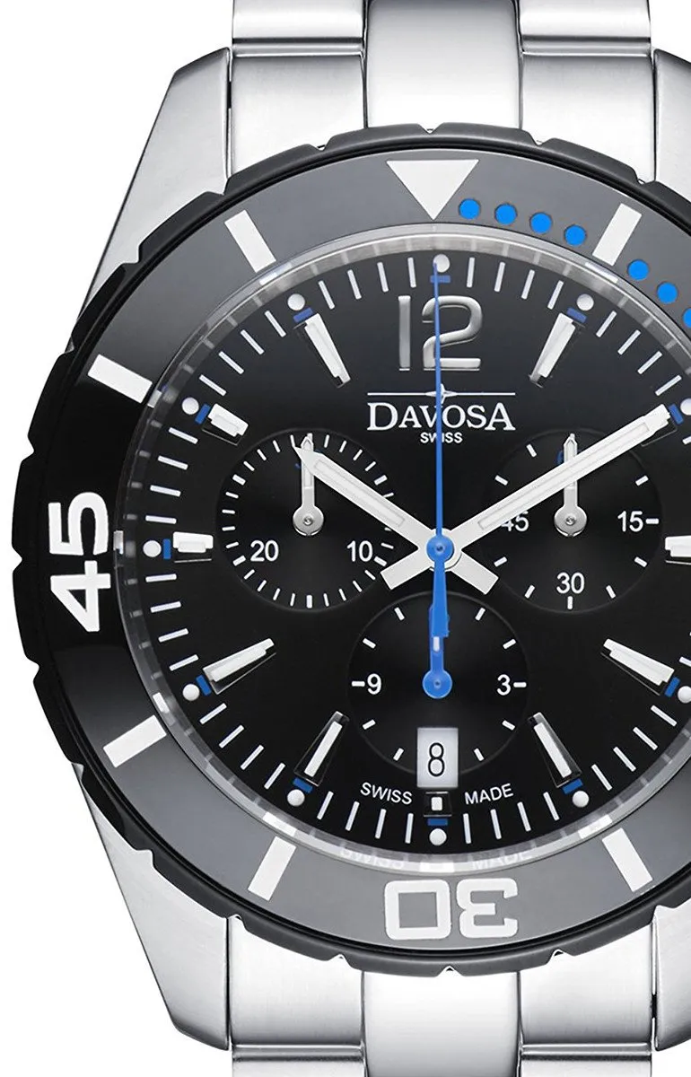 Nautic Star Quartz Chronograph 100m Black Blue Diving Watch 16347345