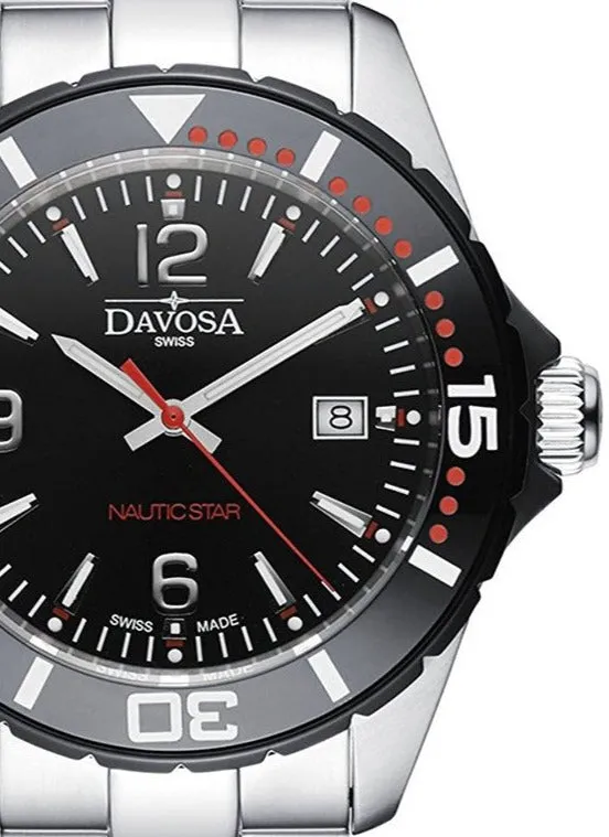Nautic Star Quartz Swiss-Made 100m Black Red Diver Watch 16347265