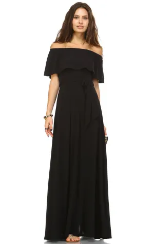 Off The Shoulder Wrap Maxi Dress Black