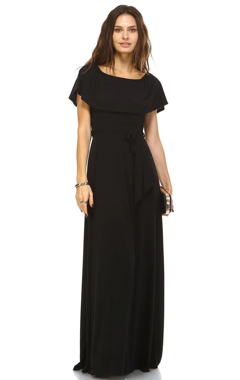 Off The Shoulder Wrap Maxi Dress Black