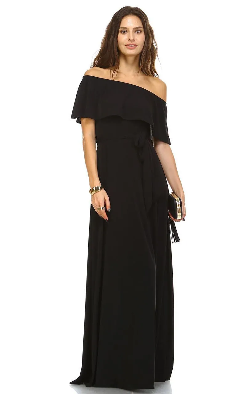 Off The Shoulder Wrap Maxi Dress Black