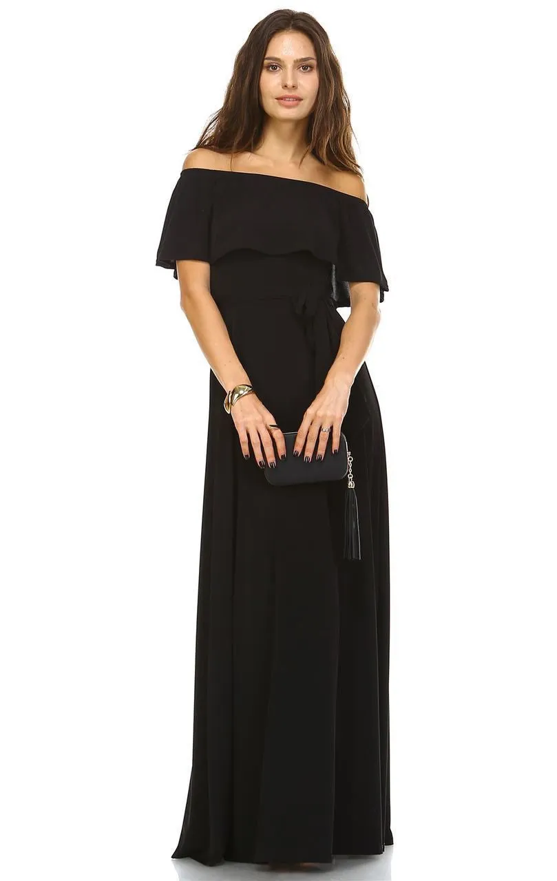 Off The Shoulder Wrap Maxi Dress Black
