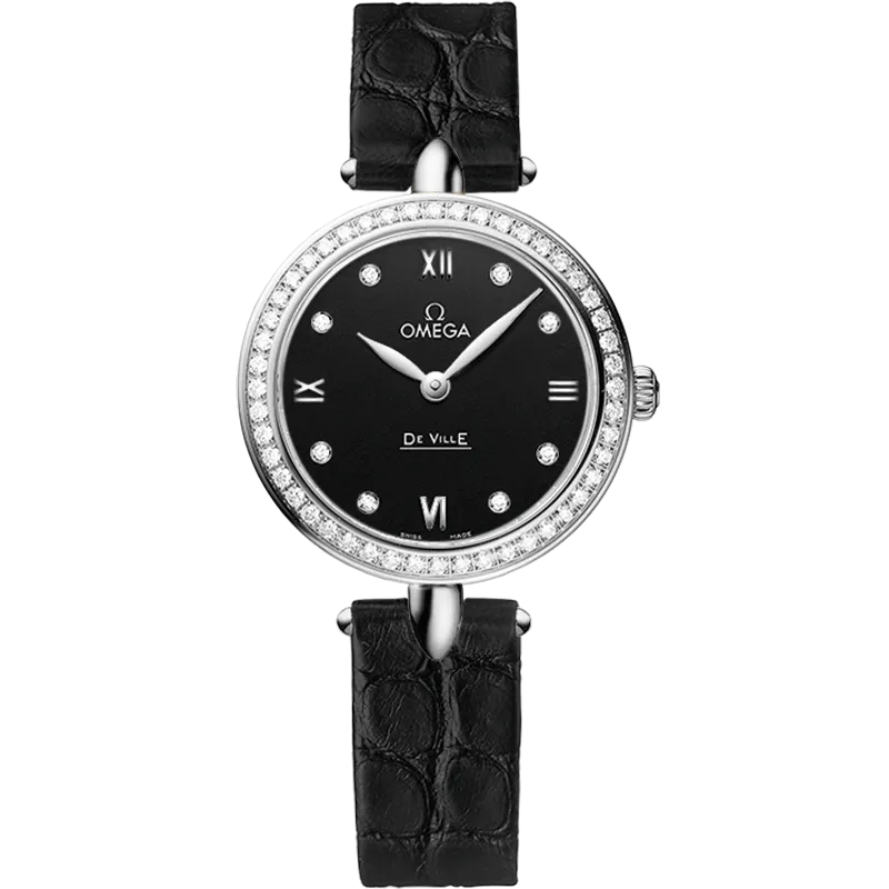 Omega De Ville Prestige 27.4 mm, steel on leather strap