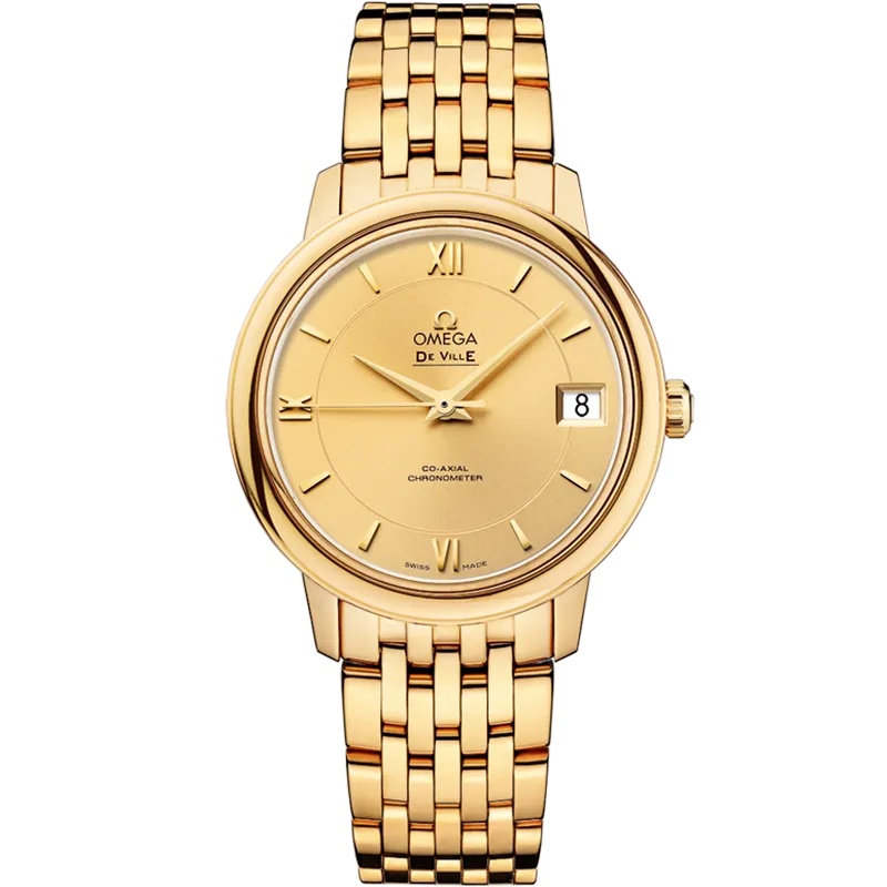 Omega De Ville Prestige 32.7 mm, yellow gold on yellow gold