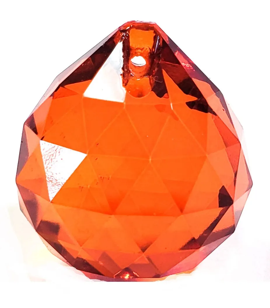 Orange Chandelier Crystal Ball, Faceted Ball Prism