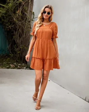 Orange Fit And Flare Mini Dress