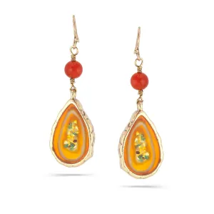 ORANGE TEARDROP  EARRINGS #152BR3101