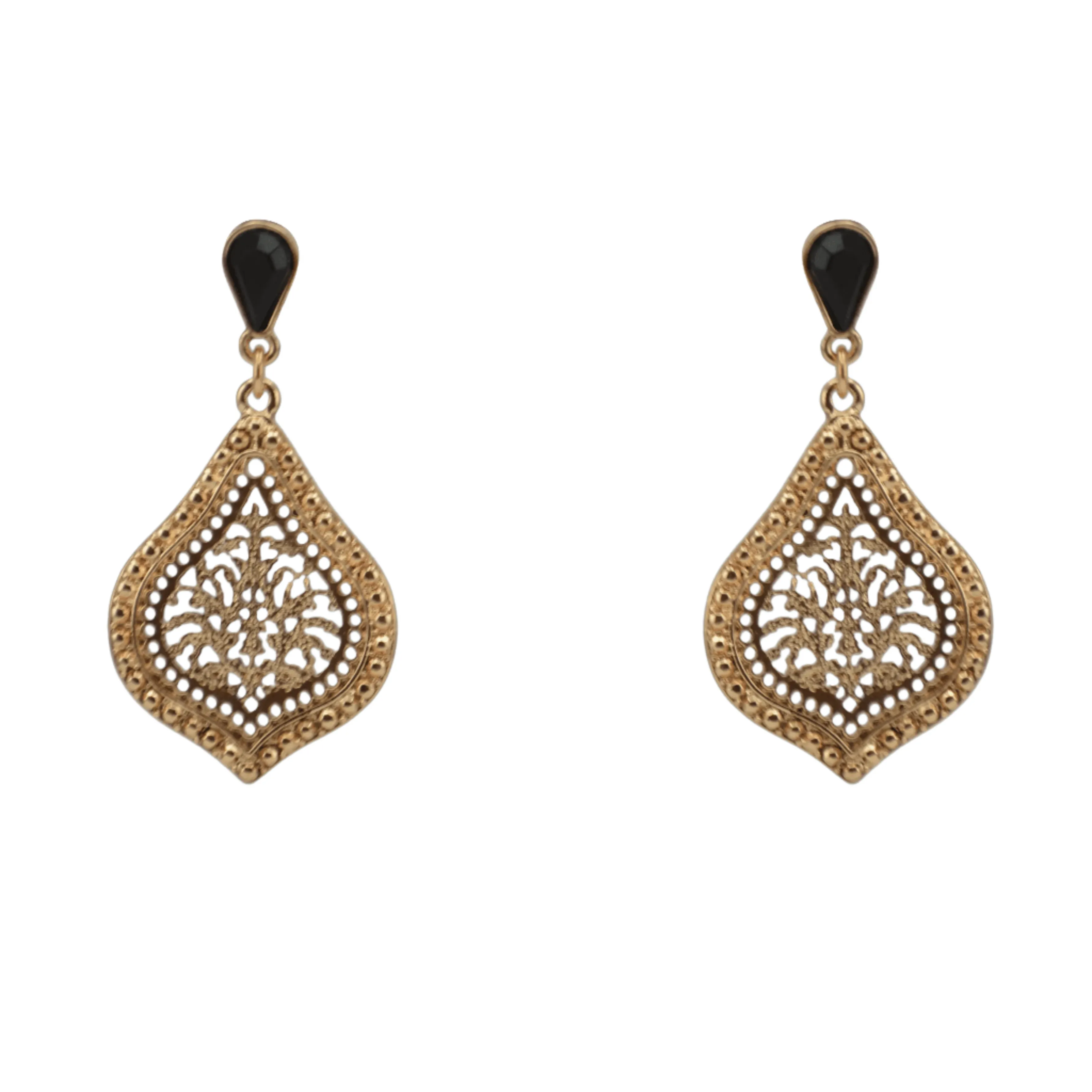 Oriental earrings - gold and black color