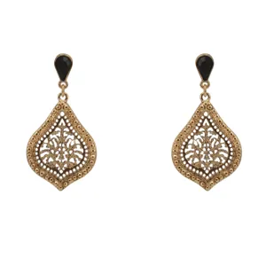 Oriental earrings - gold and black color