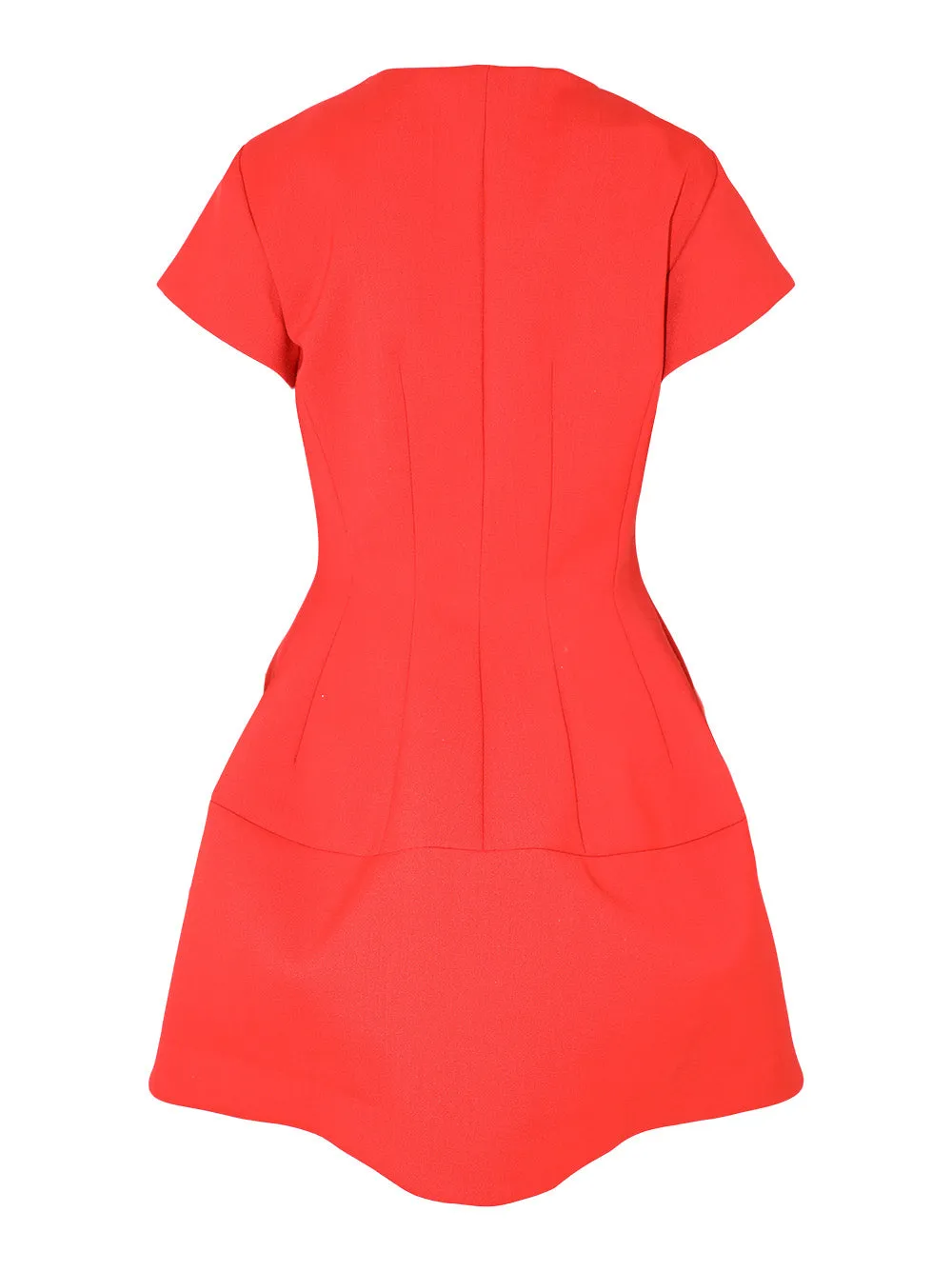 Oscar de la Renta Cap Sleeve Zip-Front Bonded Dress in Vermillion