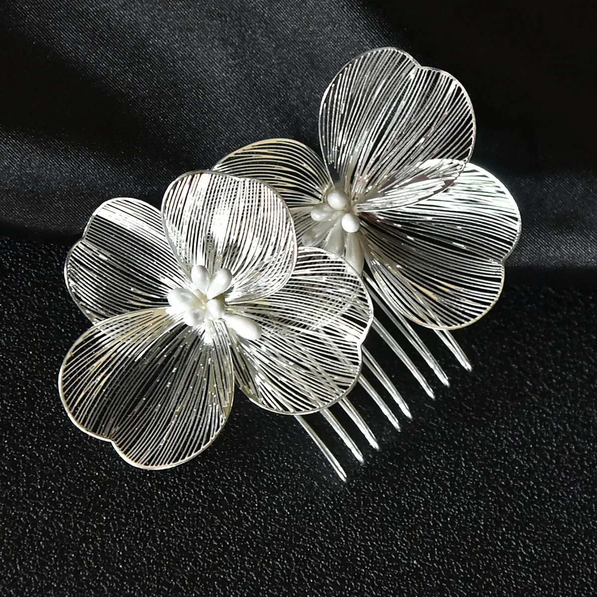 Oversize Dangle Leaf Earrings, Wedding Laser Cut Long Bridal Earrings, Flower Hair Comb or Floral Y Shape Chain Necklace