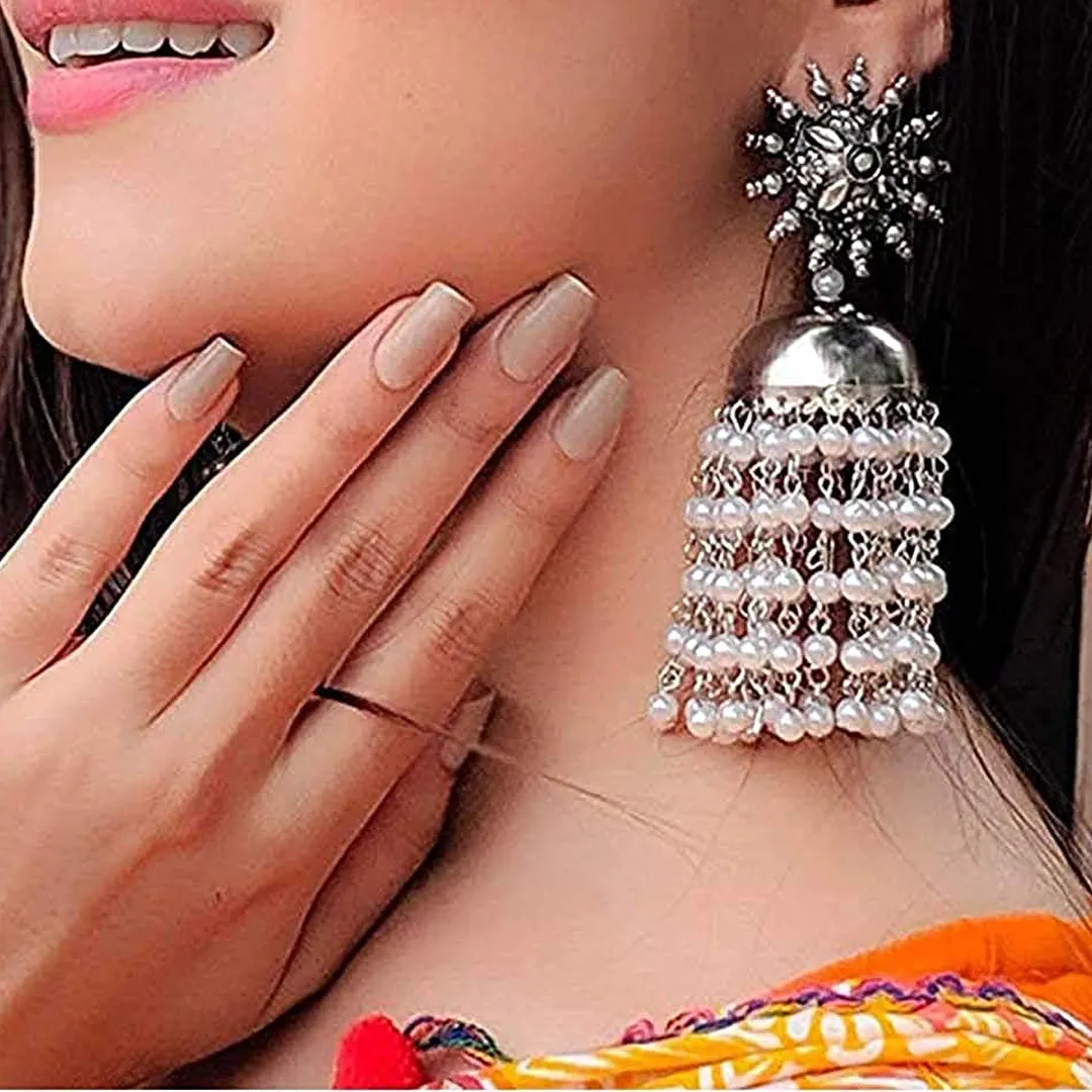 Pack of 2 Silver Dangle and Pearl Chandelier Earrings