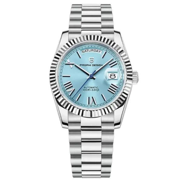 Pagani Design Silver Stainless Steel Aqua Blue Dial Automatic Watch for Gents - PD1752