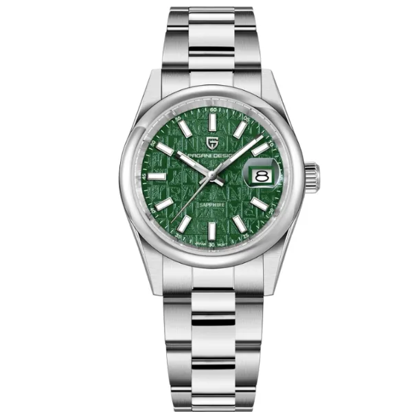 Pagani Design Silver Stainless Steel Green Dial Quartz Watch for Gents - PD-1794