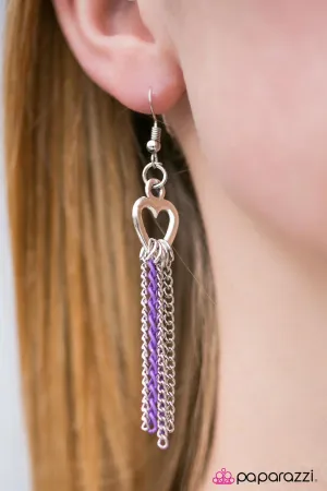 Paparazzi - Two Of Hearts - Purple Earrings