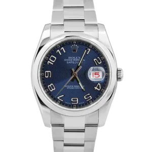 PAPERS Rolex DateJust 36mm BLUE CONCENTRIC Steel RED ROULETTE 116200 BOX