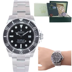 PAPERS Unpolished Rolex Sea-Dweller Black Ceramic 116600 Steel Dive Watch Box