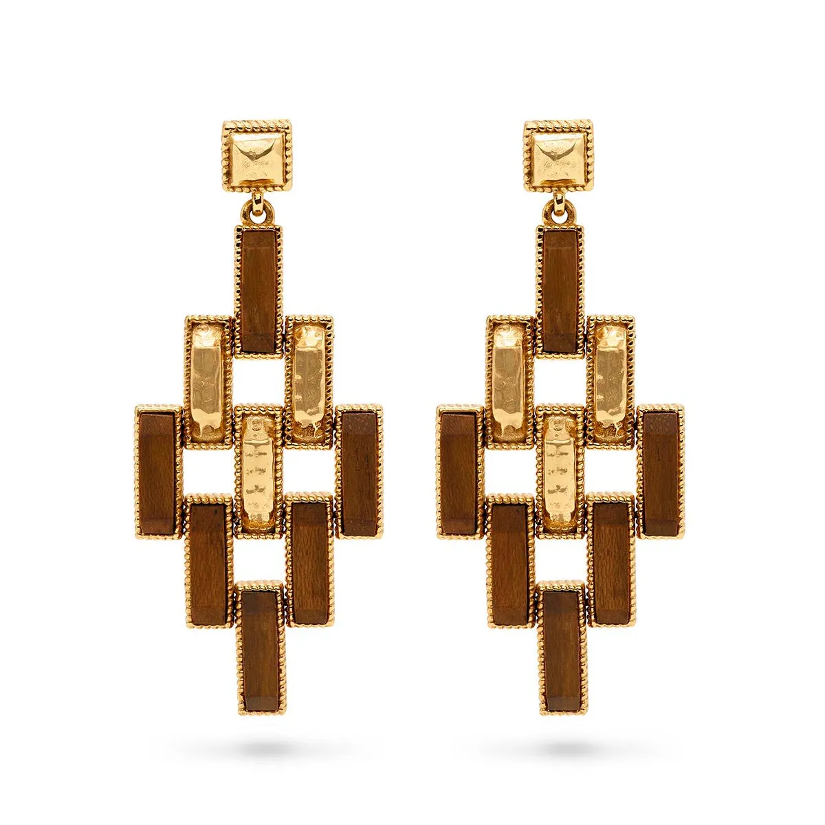 Pathway Post Drop Earrings - Gold/Teak