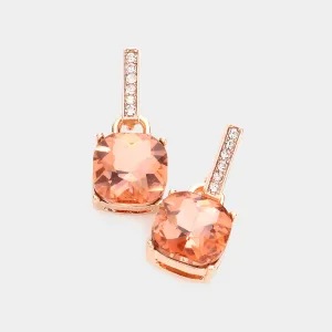 Peach Cushion Square Dangle Pageant Earrings | Interview Earrings |  586466