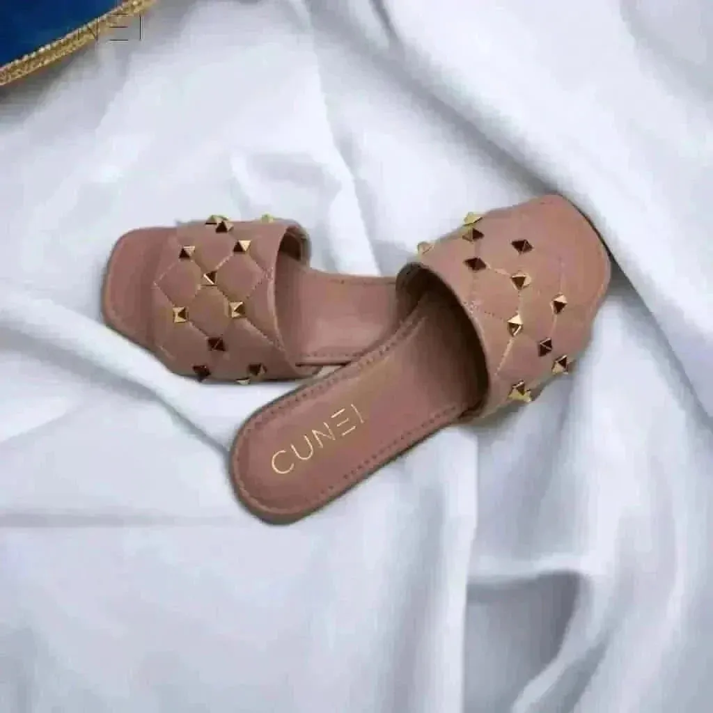 Peach Studded Flats