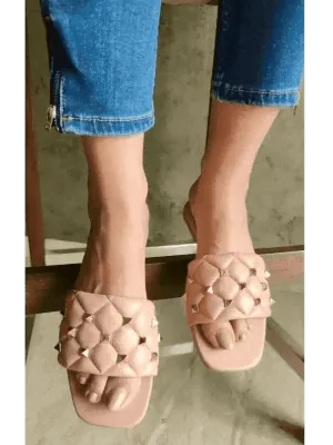 Peach Studded Flats