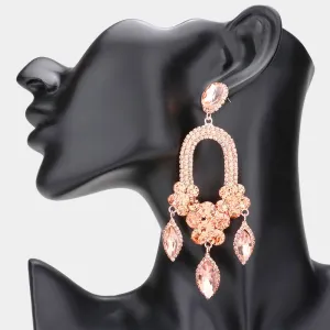 Peach Triple Marquise Stone Drop Chandelier Pageant Earrings | Prom Earrings |  588736