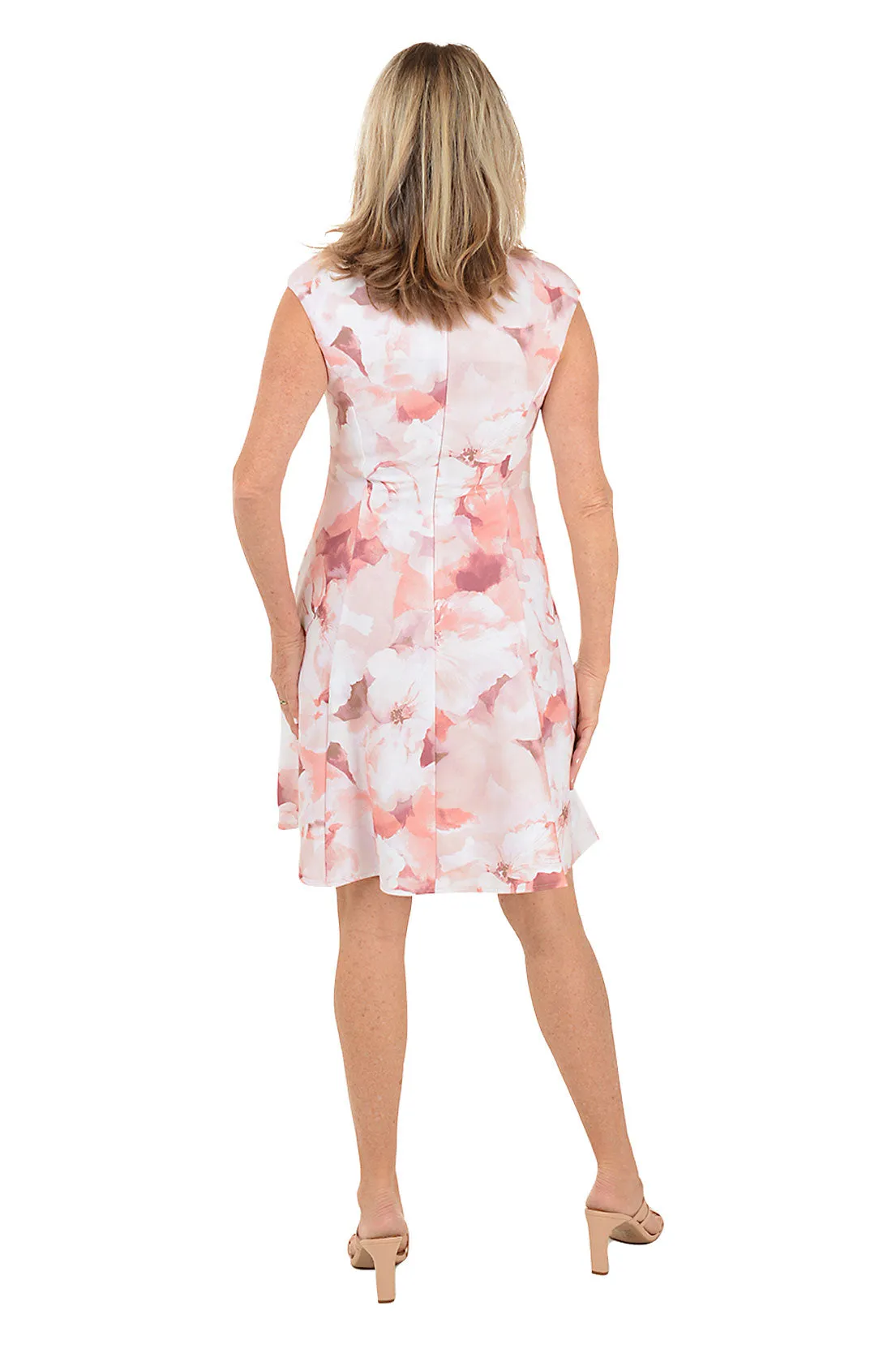 Peach Watercolor Cap Sleeve Dress