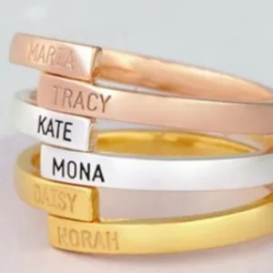 Personalized Engraved Double Name Ring