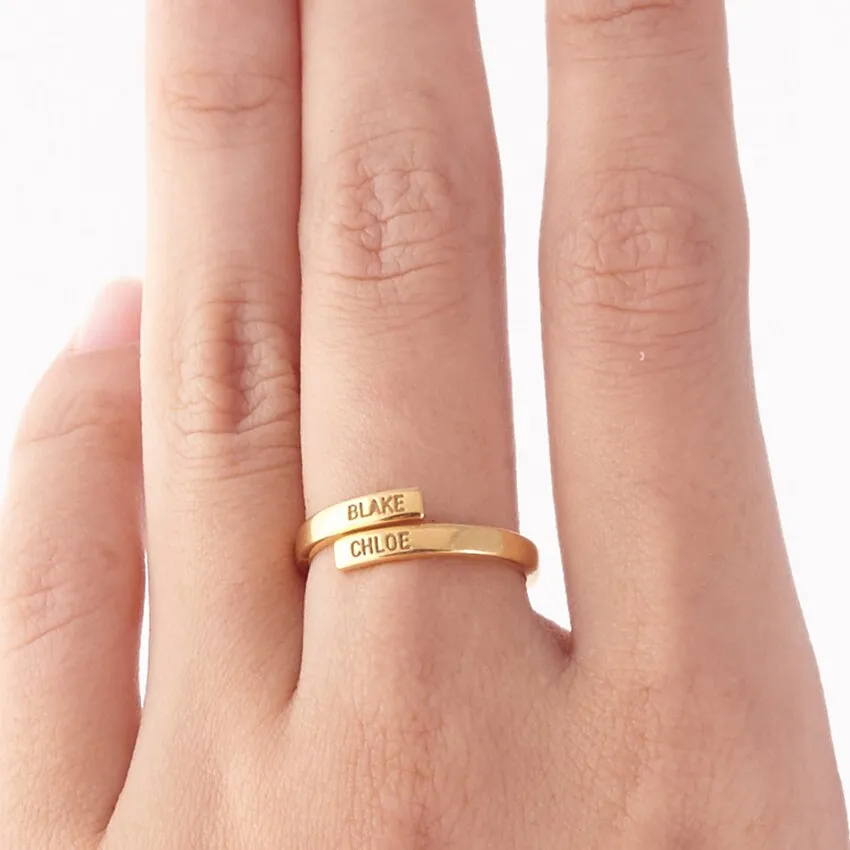 Personalized Engraved Double Name Ring