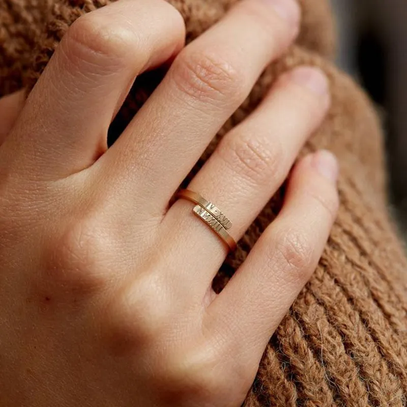Personalized Engraved Double Name Ring