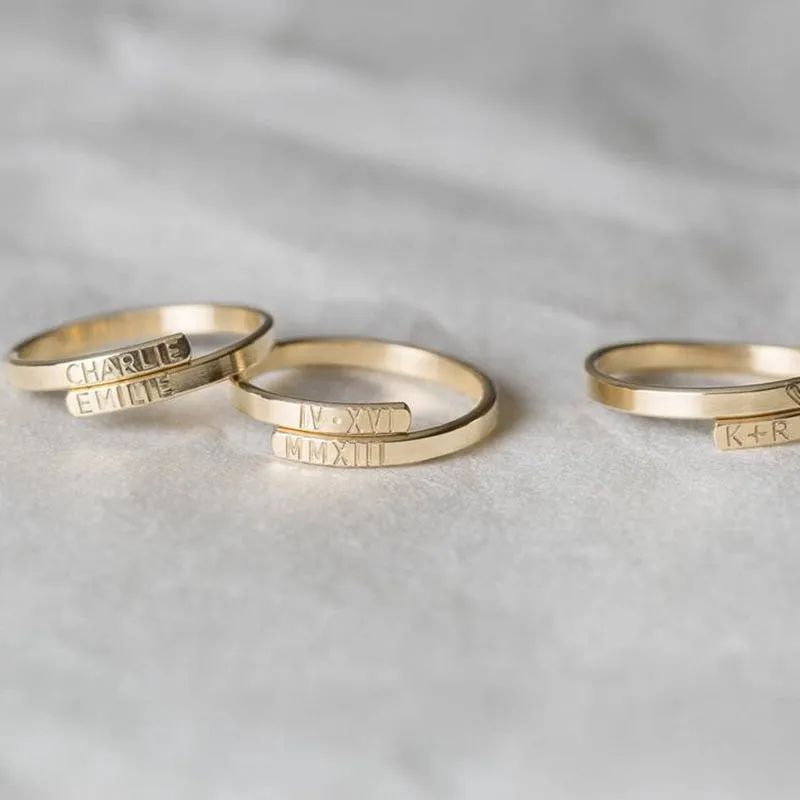 Personalized Engraved Double Name Ring