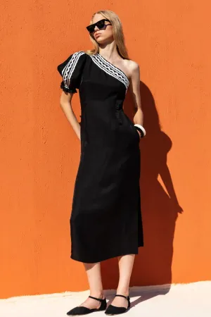 Pia One Shoulder Midi Dress