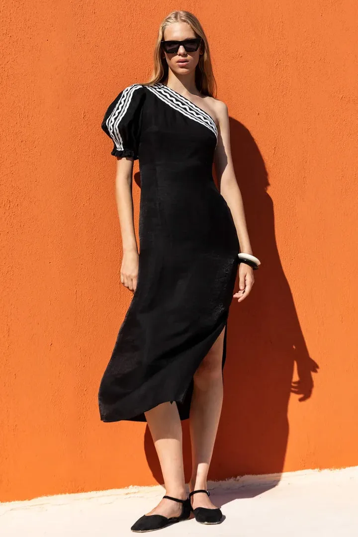 Pia One Shoulder Midi Dress