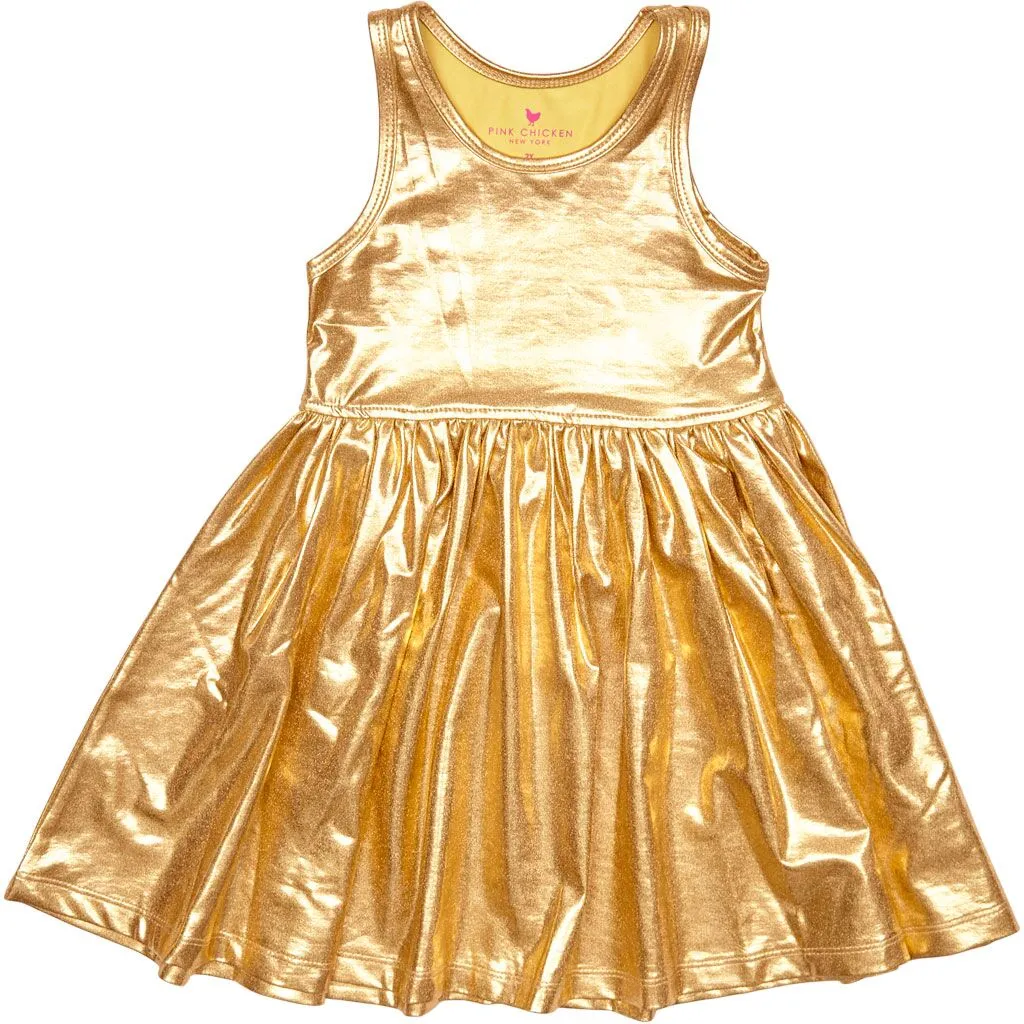 Pink Chicken Liza Lame Dress - Gold