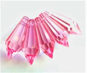 Pink Icicle Chandelier Crystals, Pack of 5 Pendants