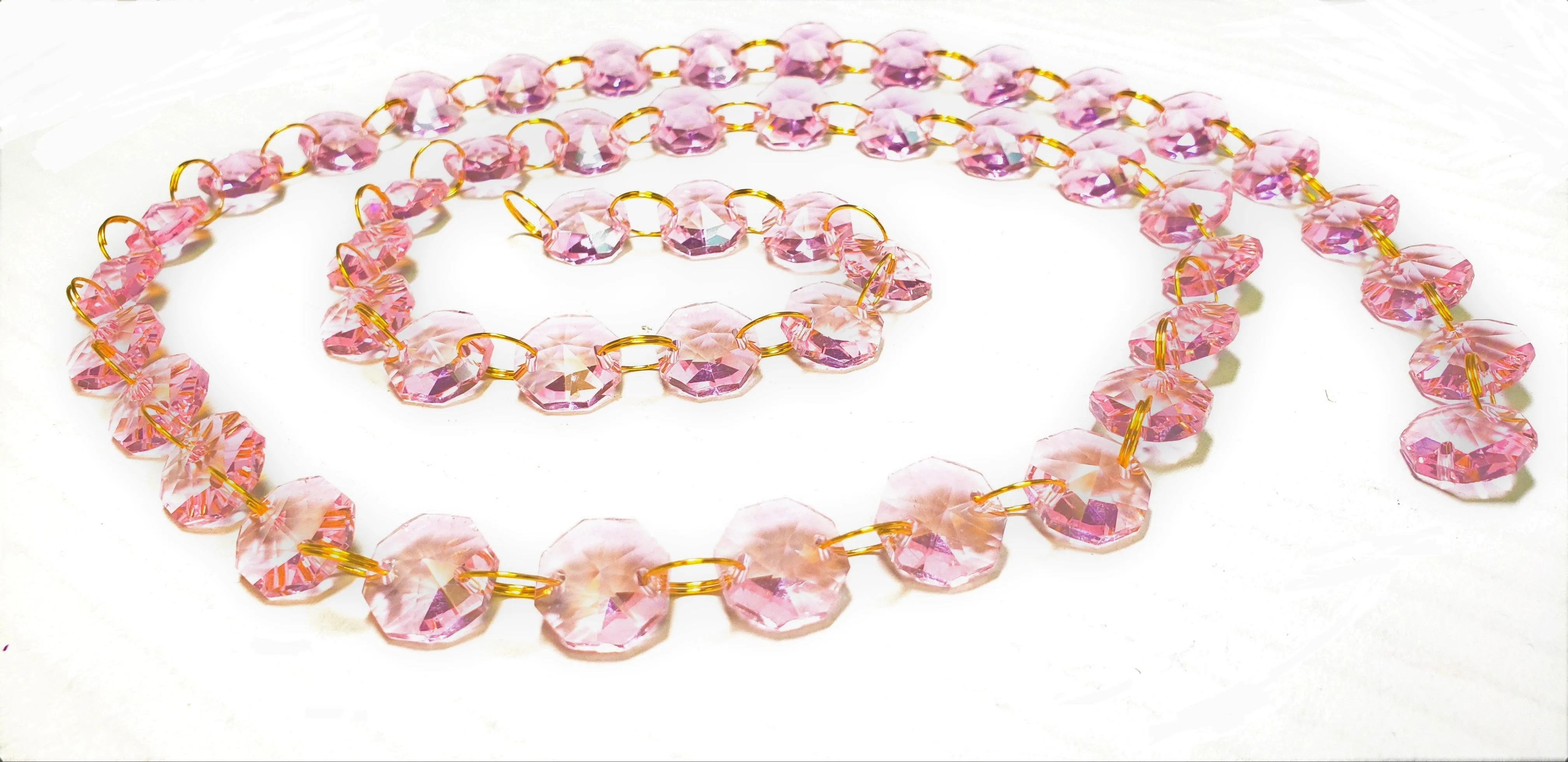 Pink Meter Chandelier Crystals Garland, Ring Connectors