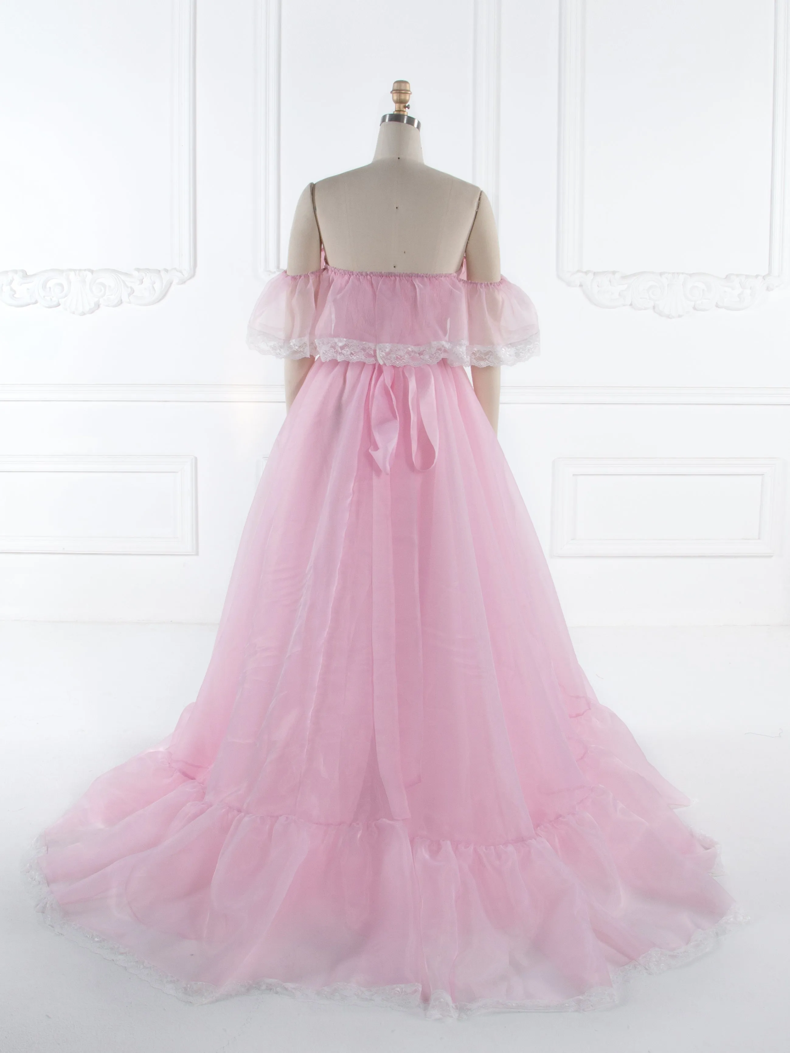 Pink Prom Party Organza Dress with Lace Details Elegant Wedding Guest Dresses YW243165