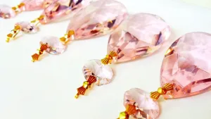 Pink Teardrop Chandelier Crystals Ornament, Pack of 5