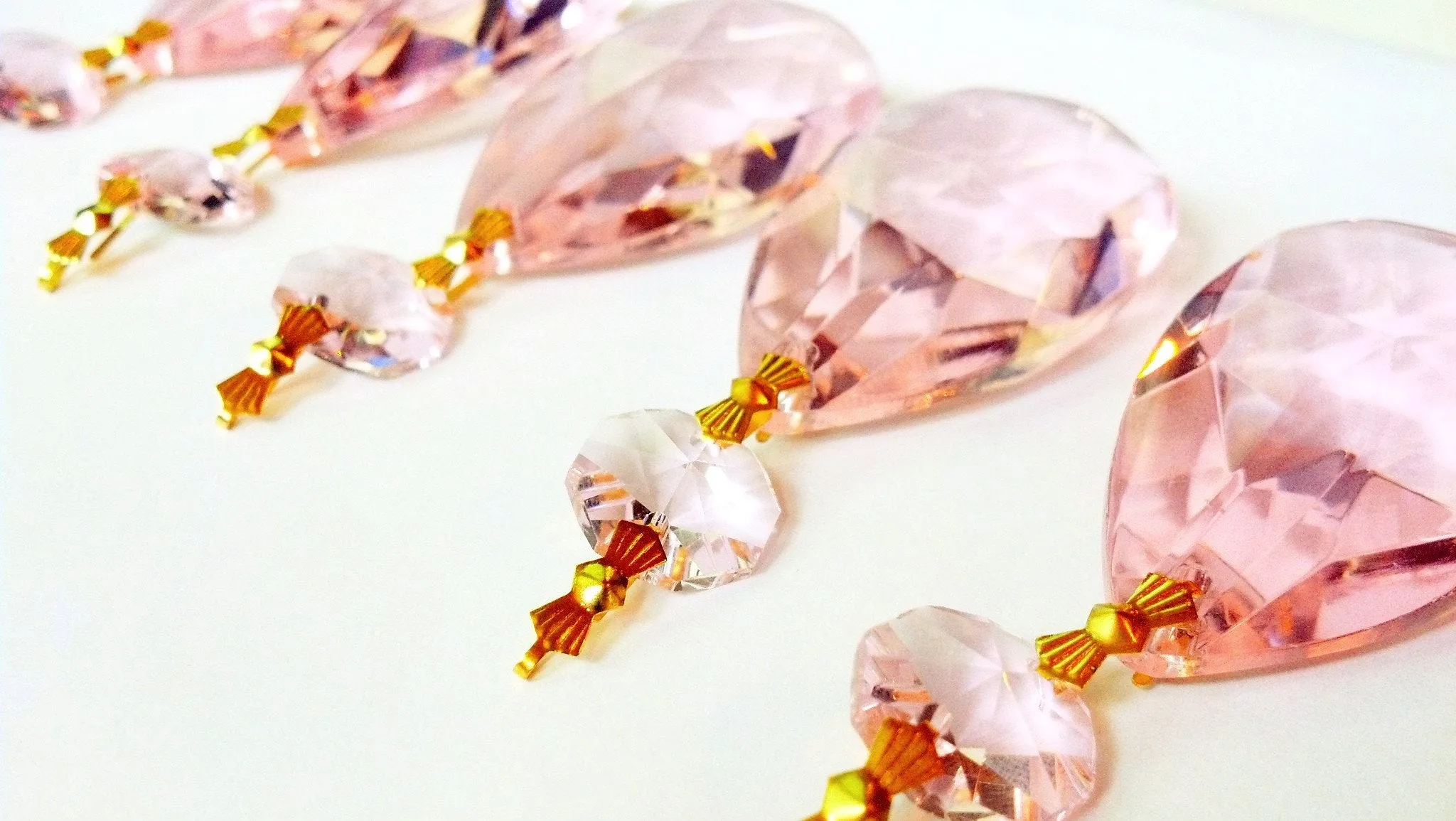 Pink Teardrop Chandelier Crystals Ornament, Pack of 5