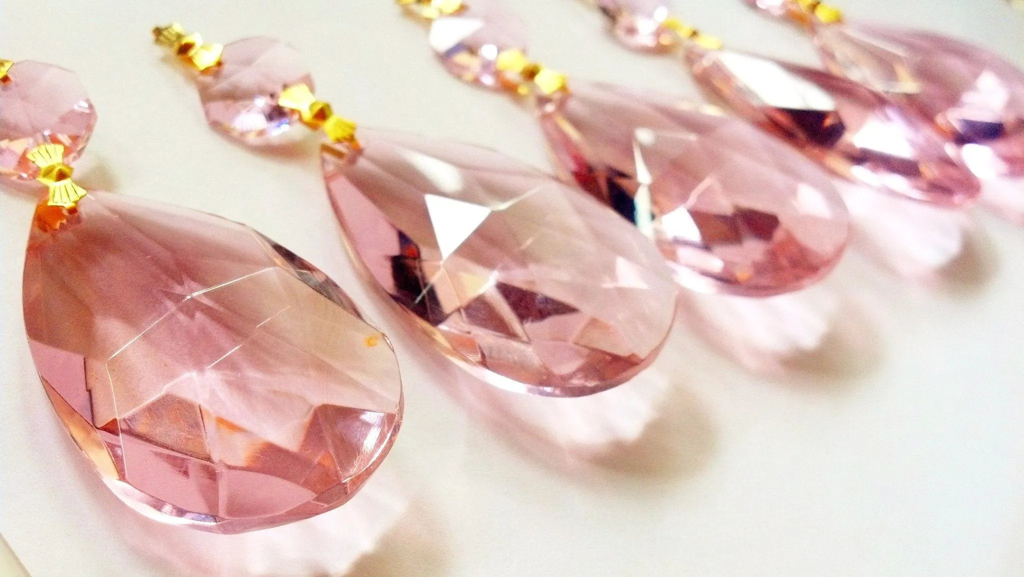 Pink Teardrop Chandelier Crystals Ornament, Pack of 5