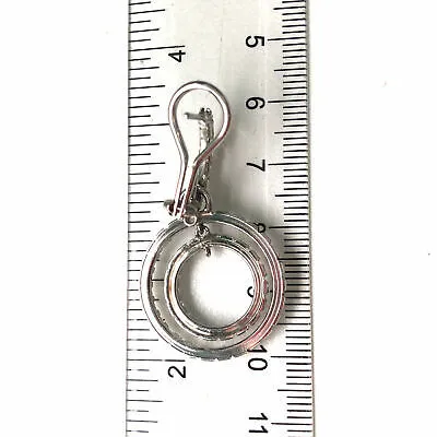 Platinum Diamond Double Circle Dangle Earrings