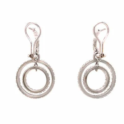 Platinum Diamond Double Circle Dangle Earrings
