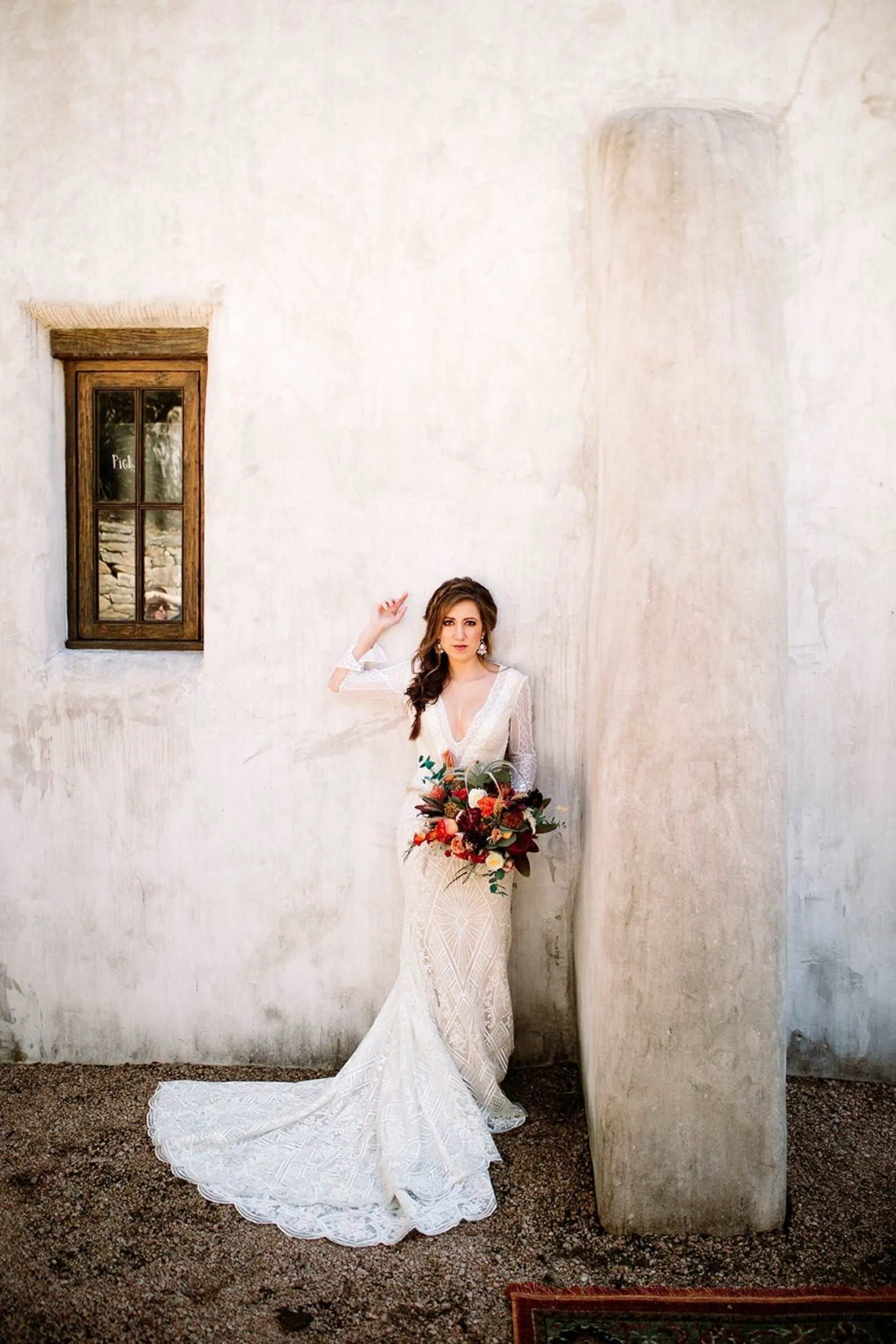 Plunge Neckline Beaded Lace Fit & Flare Wedding Dress | Natalia