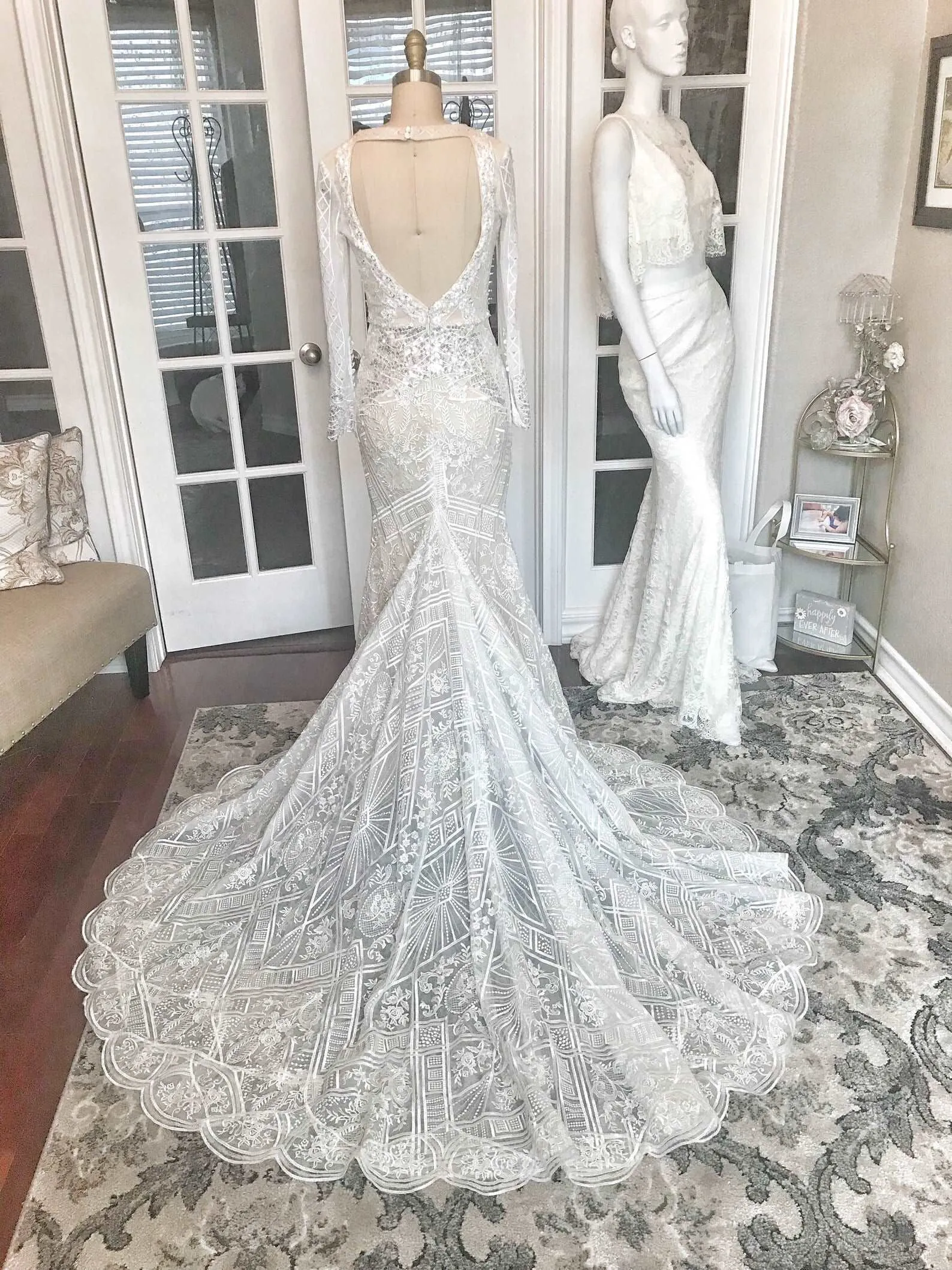 Plunge Neckline Beaded Lace Fit & Flare Wedding Dress | Natalia